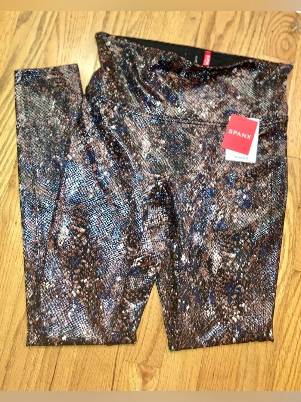 SPANX Snakeskin Patterned Leggings Women's Black Multi-Color  MED  NWT  MSRP $98
